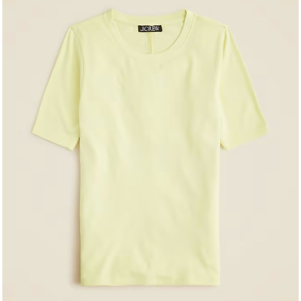 J. Crew Refined Rib Elbow-sleeve T-shirt Pale Flax Yellow